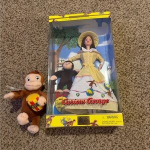 NRFB Barbie and Curious George Plush Set Second in Keepsake Treasures Collection